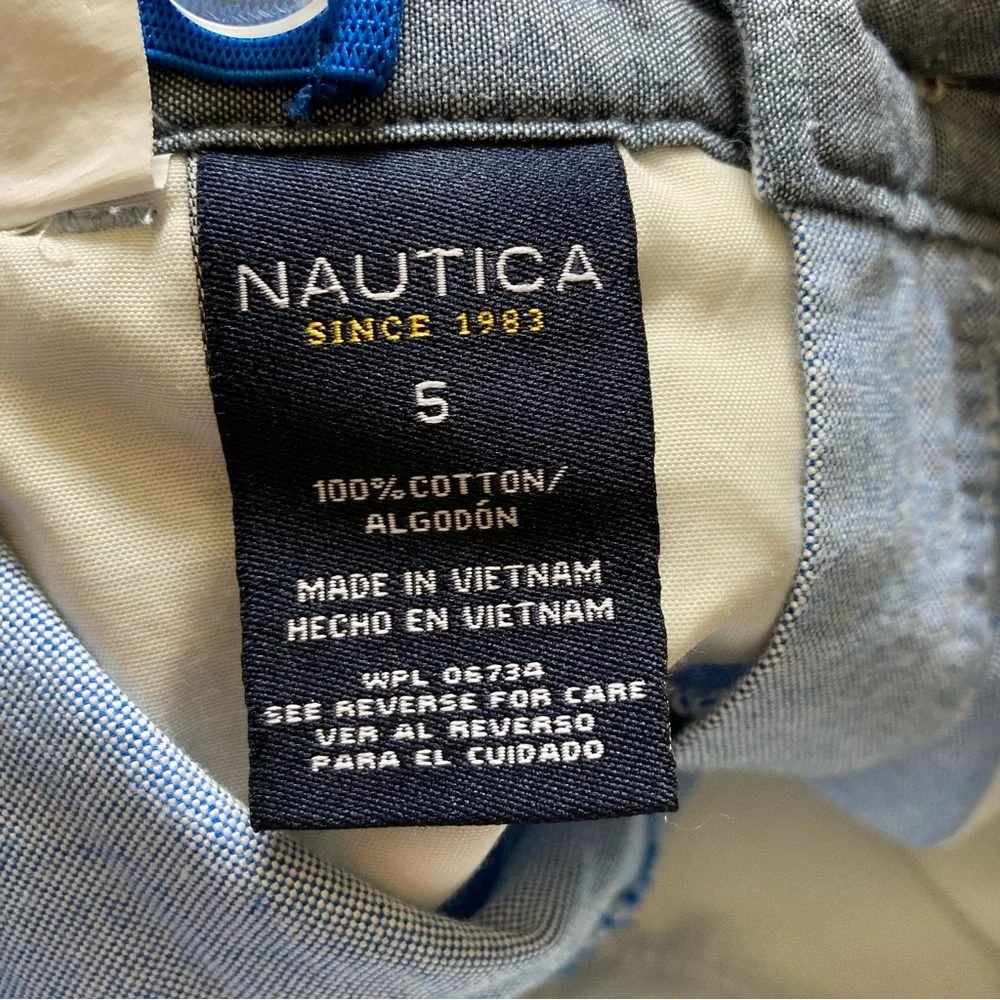 Nautica Chino Shorts Adjustable Waist Boys Size 5 Blue